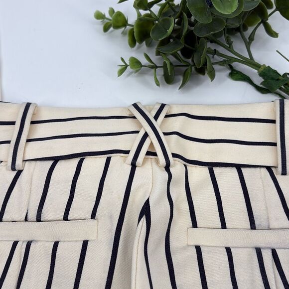 Anthropologie Essential Slim Pinstriped Pants‎ Mid -Rise Cream Navy size 0 - Picture 11 of 16
